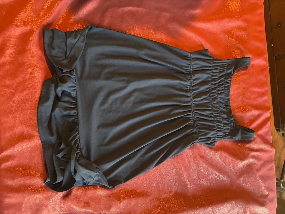 LOFT Dress Womens XS Black Sleeveless Ruffle Hem Elastic Waist Casua Knit Summer